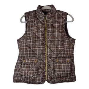 St. John’s Bay quilted tan/black houndstooth zip puffer vest women’s small